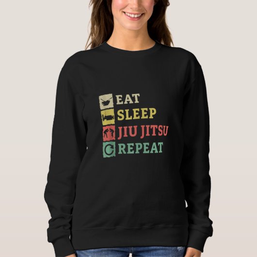 Eat Sleep Jiu Jitsu Herhaalt Braziliaanse Jiu Jits Trui (Voorkant)