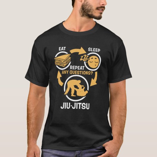 Eat Sleep Jiu-Jitsu Repeat - Funny BJJ T-shirt (Voorkant)