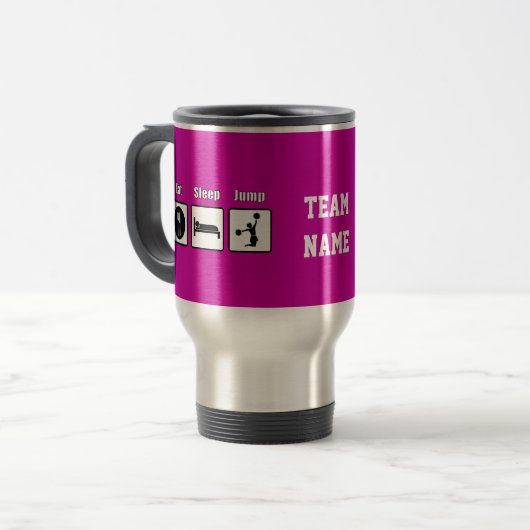 Eat Sleep Jump Cheerleader Travel Mug Reisbeker (Voorkant links)