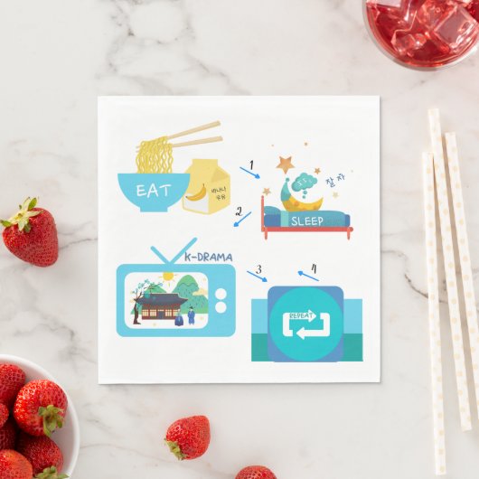 Eat Sleep K-Drama en herhaal Servet (Insitu)