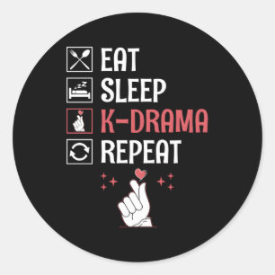 Eat Sleep K-Drama Herhaal Koreaans Drama Oppa Fing Ronde Sticker