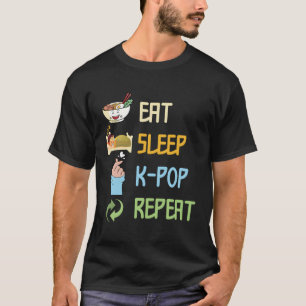 Eat Sleep K-Pop Herhaal de Koreaanse Pop Music Sou T-shirt