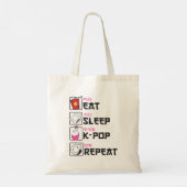 Eat Sleep K POP Herhaal Koreaanse Pop Tote Bag (Achterkant)