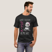Eat Sleep K-Pop Herhaal Panda T-shirt (Voorkant volledig)