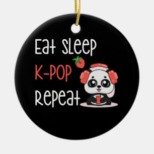 Eat Sleep K-Pop KPop Panda herhalen Keramisch Ornament