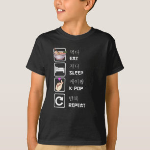 Eat Sleep K-Pop Muziek herhalen Kpop Fan T-shirt