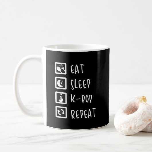 Eat Sleep K-POP Perfect Combination Music herhalen Koffiemok (Met donut)