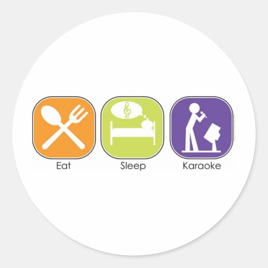 Eat Sleep Karaoke Ronde Sticker (Voorkant)