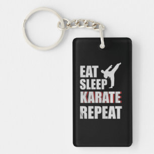 Eat Sleep Karate Herhaal aangepaste cadeautjes Sleutelhanger