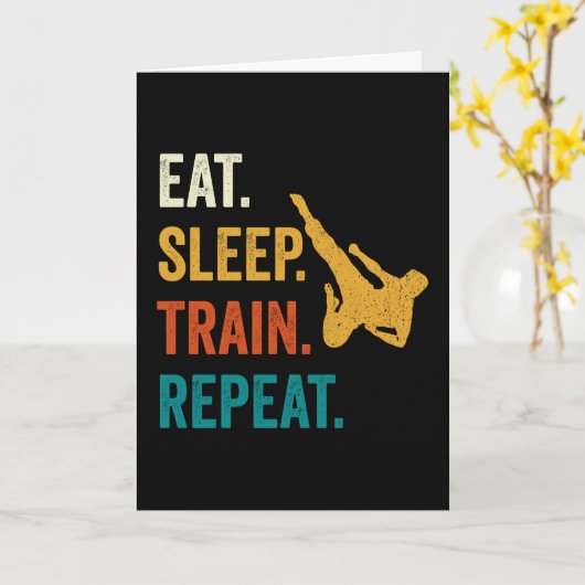 Eat Sleep Karate herhalen Kaart (Gele Bloem)