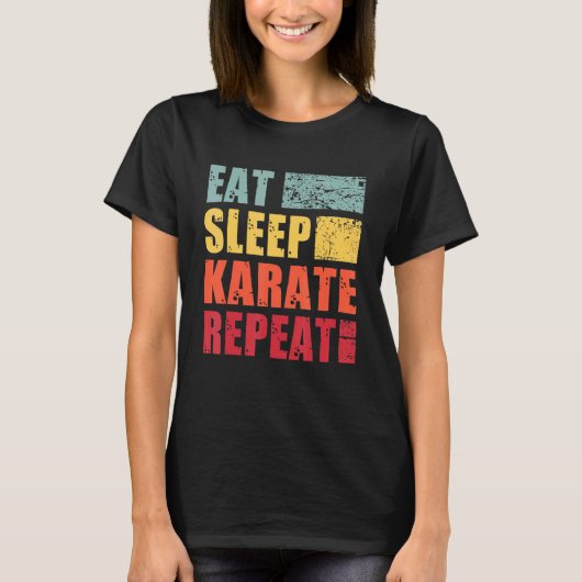 Eat Sleep Karate Herhalen T-shirt (Voorkant)