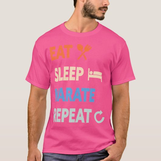 Eat Sleep Karate Herhalen T-shirt (Voorkant)