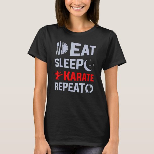 Eat Sleep Karate Repeat Karate T-shirt (Voorkant)