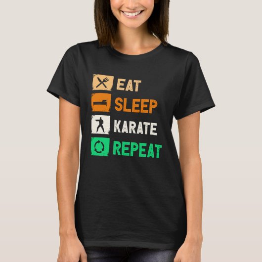 Eat Sleep Karate Repeat Men Women Judo Kendo T-shirt (Voorkant)