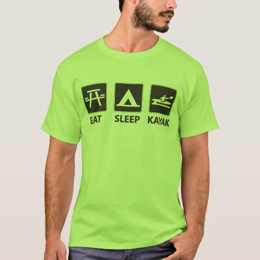 Eat Sleep Kayak Black T-shirt (Voorkant)