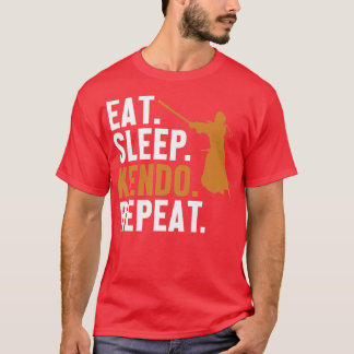 Eat Sleep Kendo Herhaal Kata Kenjusu Shinai Samura T-shirt