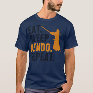 Eat Sleep Kendo Herhaal Kata Kenjusu Shinai Samura T-shirt