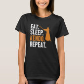Eat Sleep Kendo Herhaal Kata Kenjusu Shinai Samura T-shirt (Voorkant)