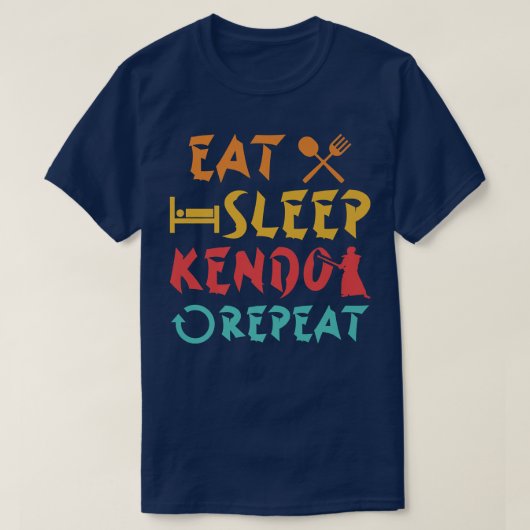 Eat Sleep Kendo Japan Martial Arts Japans Warrio T-shirt (Design voorkant)