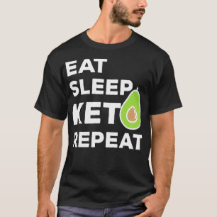 Eat Sleep Keto Diet Herhaal Mannen Vrouwen Avocado T-shirt