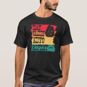 Eat Sleep Keto Herhaling Retro  stijl Ketogeni T-shirt