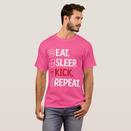Eat Sleep Kick Herhaal Kung Fu T-shirt (Voorkant volledig)