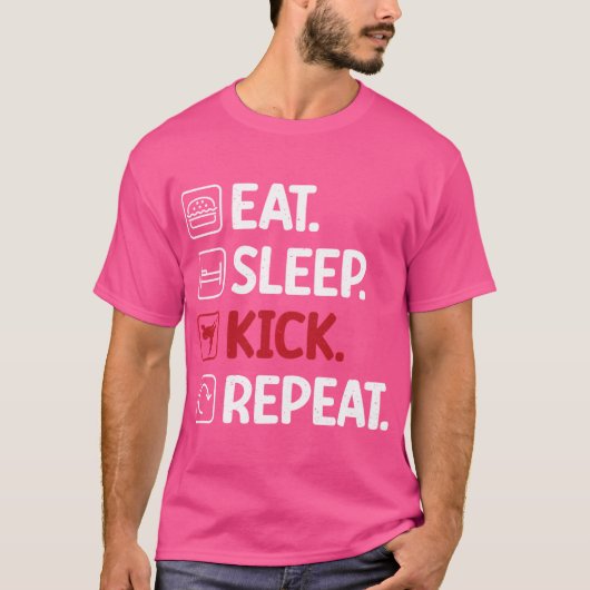Eat Sleep Kick Herhaal Kung Fu T-shirt (Voorkant)