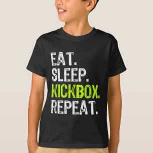 Eat Sleep Kickbox Herhaal Kickboksen Kick Boxing F T-shirt