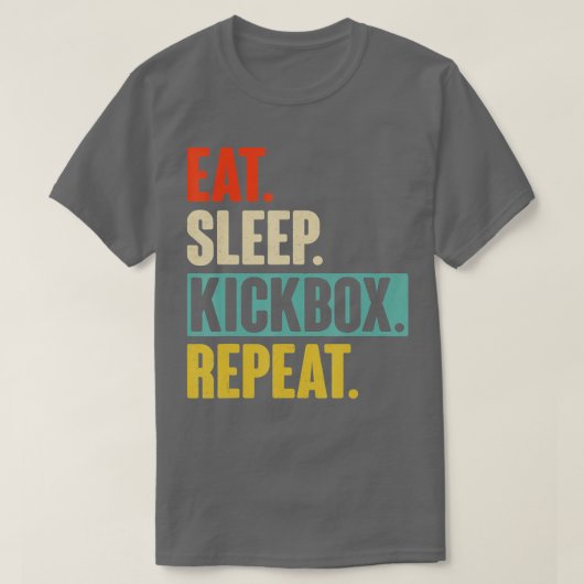 Eat Sleep Kickbox Herhaal Retro  Kickboxing T-shirt (Design voorkant)