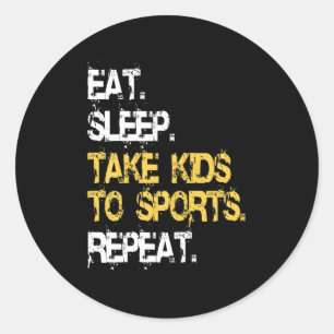 Eat Sleep Kinder naar sporten Herhaal Fun Sports M Ronde Sticker
