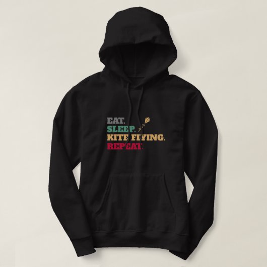 Eat Sleep Kite Flying Flyer Herhaling Hoodie (Design voorkant)