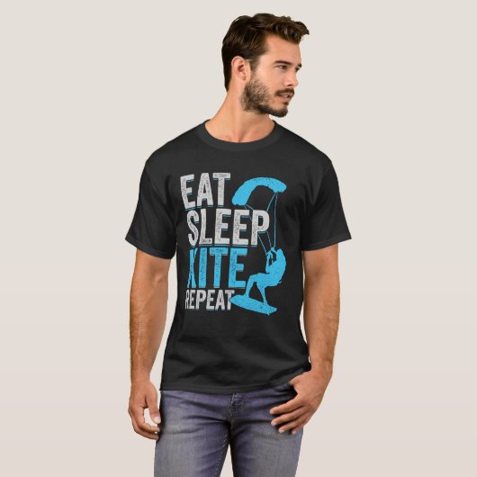 Eat Sleep Kite Repeat Kitesurfing Kitesurfer Gift T-shirt (Voorkant volledig)