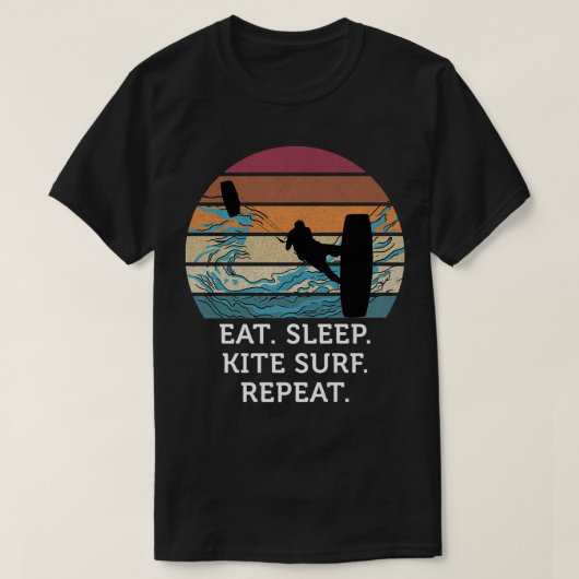 Eat Sleep Kitesurf Herhaal de  zonnebrand T-shirt (Design voorkant)