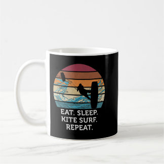 Eat Sleep Kitesurf Repeat Retro Vintage Sunset Bea Koffiemok