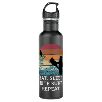 Eat Sleep Kitesurf Repeat Retro Vintage Sunset Bea Waterfles