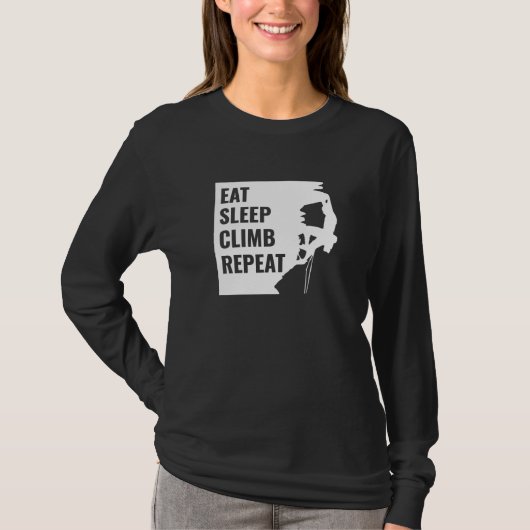 Eat Sleep klimmen Herhalen T-shirt (Voorkant)