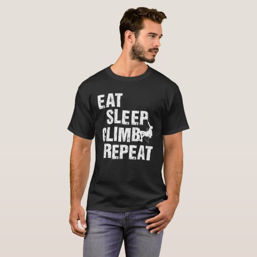 Eat Sleep klimmen Herhaling klimming rotssteen Cl T-shirt (Voorkant volledig)