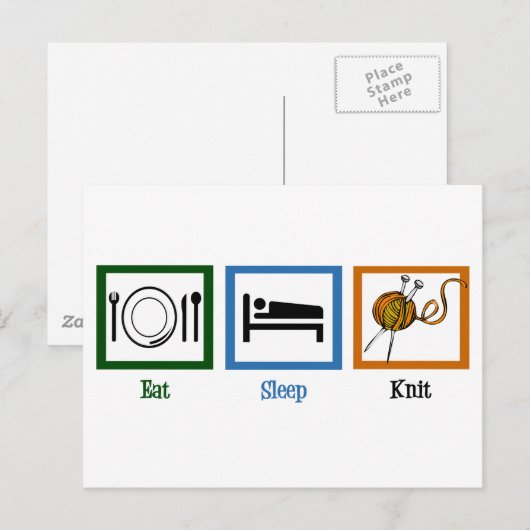 Eat Sleep Knit Briefkaart (Voorkant / Achterkant)