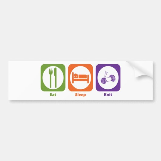 Eat Sleep Knit Bumpersticker (Voorkant)