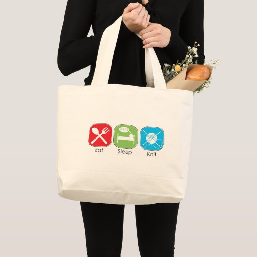 Eat Sleep Knit Grote Tote Bag (Voorkant (product))