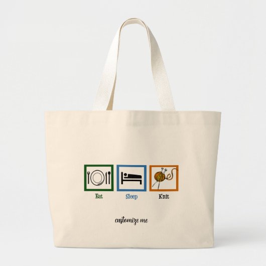 Eat Sleep Knit Grote Tote Bag (Voorkant)