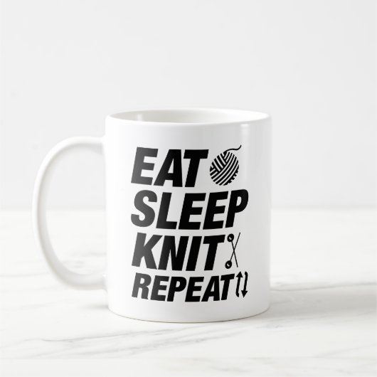 Eat Sleep Knit Herhalen Koffiemok (Links)