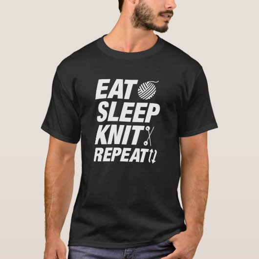 Eat Sleep Knit Herhalen T-shirt (Voorkant)