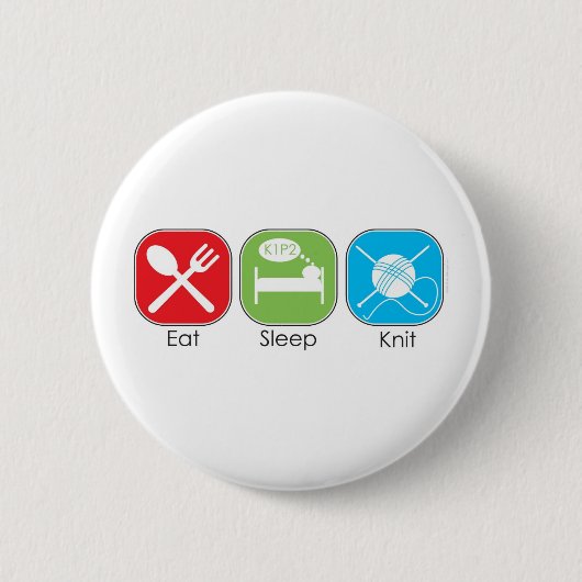 Eat Sleep Knit Ronde Button 5,7 Cm (Voorkant)