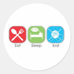 Eat Sleep Knit Ronde Sticker