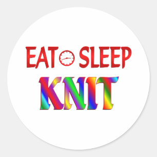 Eat Sleep Knit Ronde Sticker