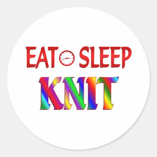 Eat Sleep Knit Ronde Sticker (Voorkant)