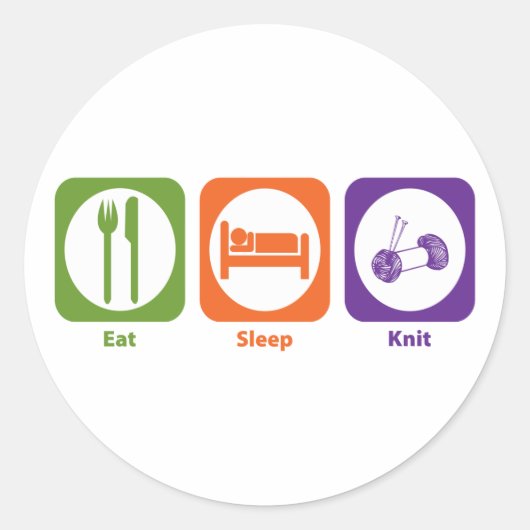 Eat Sleep Knit Ronde Sticker (Voorkant)