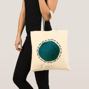 Eat Sleep Knit Yarn Ball Blauwgroen Crafts Tote Bag
