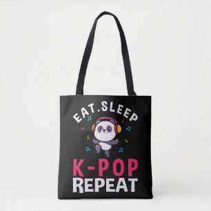 Eat Sleep KPop Herhaal Kawaii Panda Tote Bag